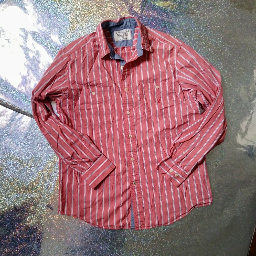 NWOT Nautica Sailor Stripe Button Down Shirt